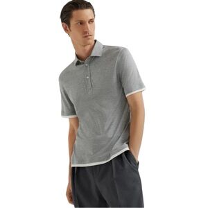 Grey Massimo Dutti knitted Polo Shirt (M)